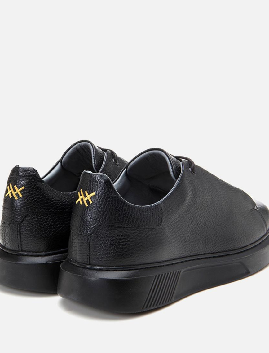 Erkek Deri Siyah Ultra Hafif Tabanlı Spor Ayakkabı Erkek Deri Siyah Ultra Hafif Tabanlı Spor Ayakkabı