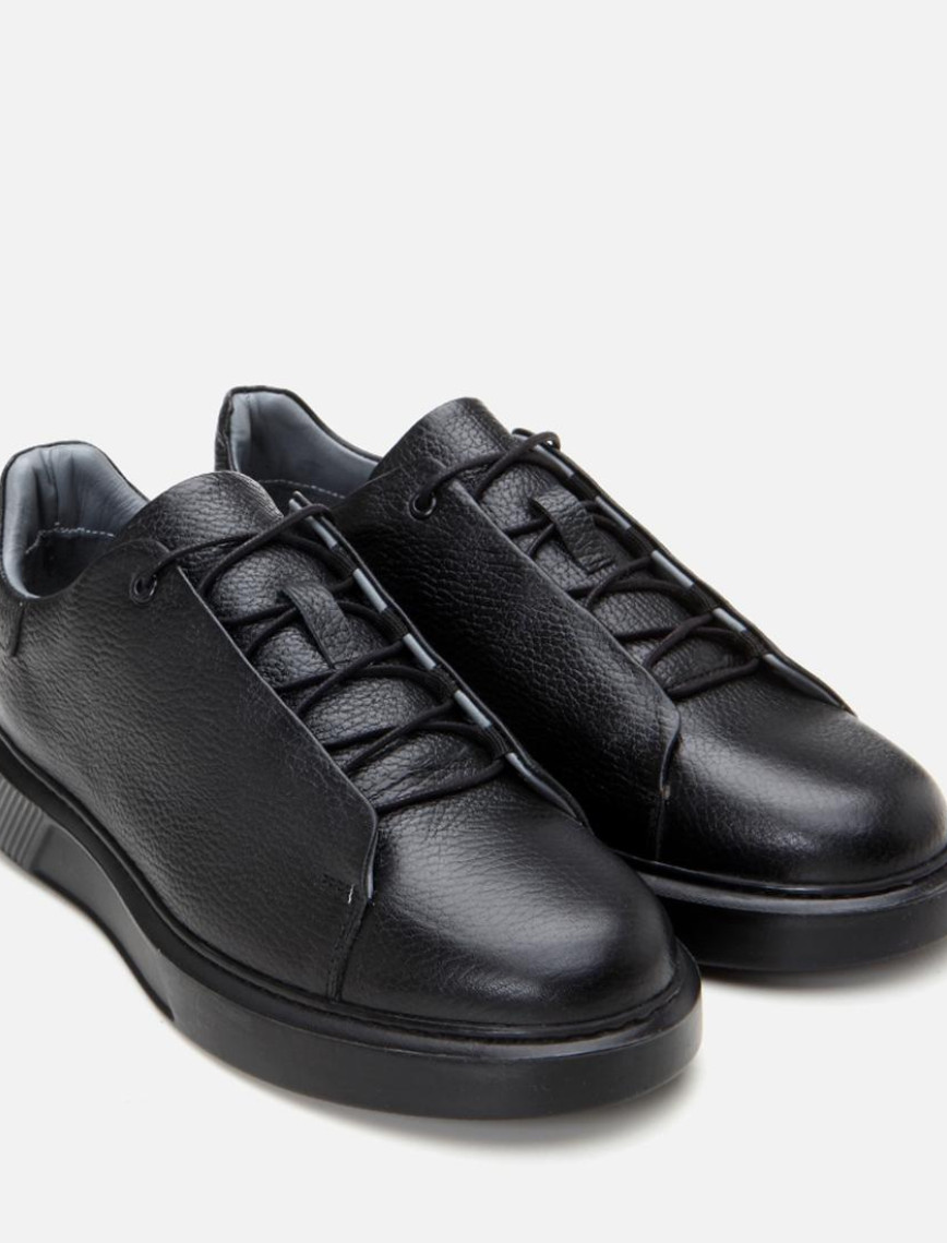 Erkek Deri Siyah Ultra Hafif Tabanlı Spor Ayakkabı Erkek Deri Siyah Ultra Hafif Tabanlı Spor Ayakkabı