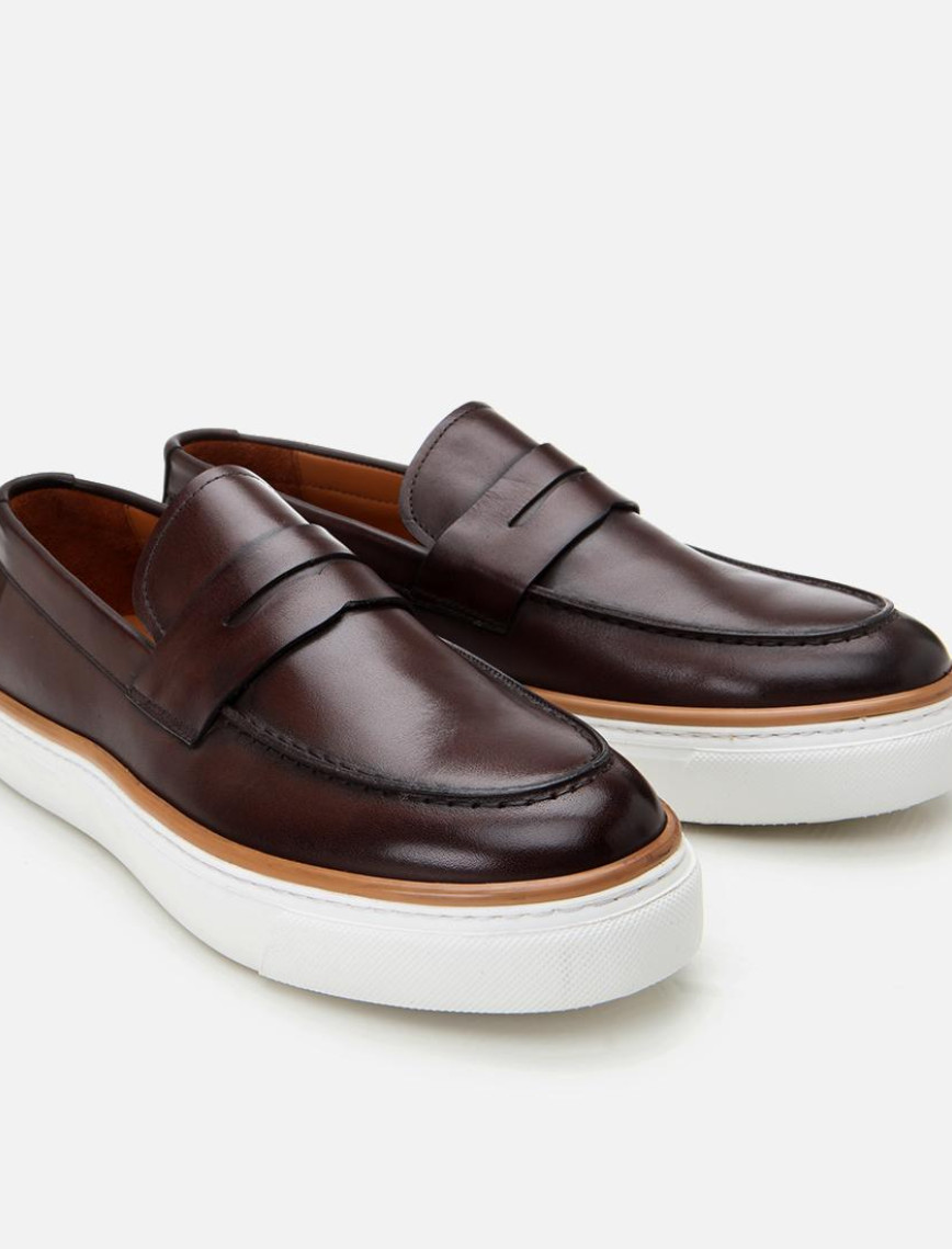 Erkek Deri Kahverengi Ultra Hafif Tabanlı Şık Günlük Loafer Erkek Deri Kahverengi Ultra Hafif Tabanlı Şık Günlük Loafer