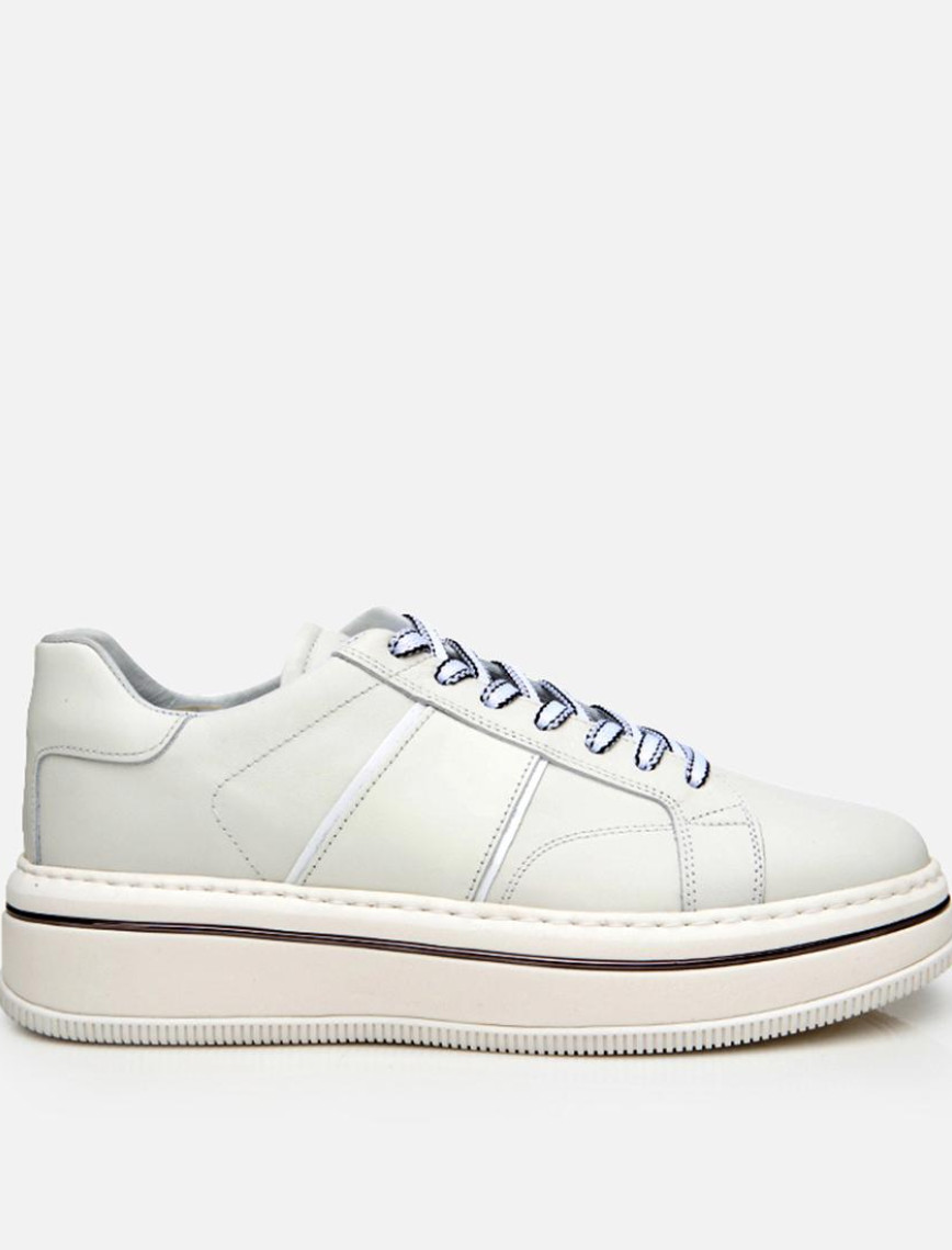 Erkek Deri Beyaz Yüksek Tabanlı Spor Ayakkabı Erkek Deri Beyaz Yüksek Tabanlı Spor Ayakkabı
