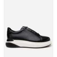 Erkek Deri Siyah Yüksek Tabanlı Spor Ayakkabı Erkek Deri Siyah Yüksek Tabanlı Spor Ayakkabı