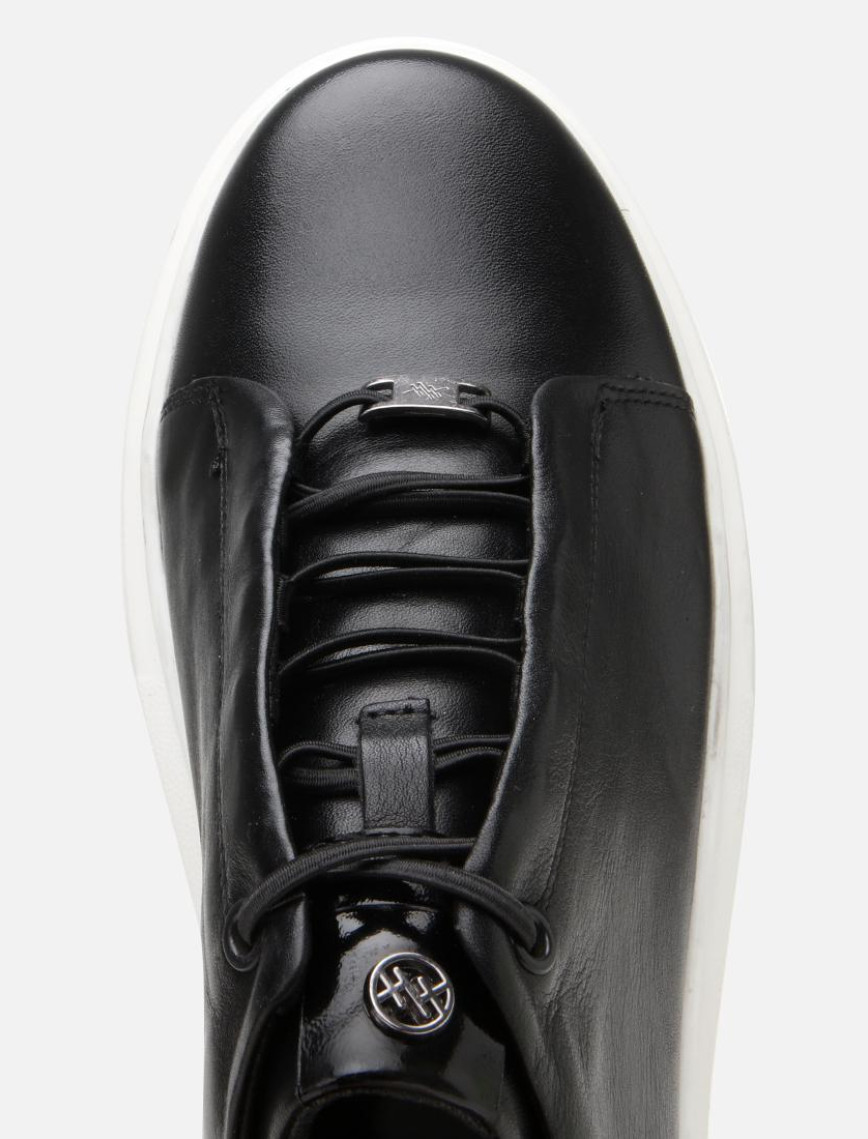 Erkek Deri Siyah Yüksek Tabanlı Spor Ayakkabı Erkek Deri Siyah Yüksek Tabanlı Spor Ayakkabı