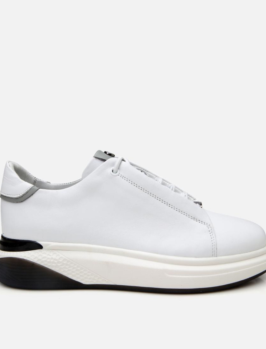 Erkek Deri Beyaz Yüksek Tabanlı Spor Ayakkabı Erkek Deri Beyaz Yüksek Tabanlı Spor Ayakkabı