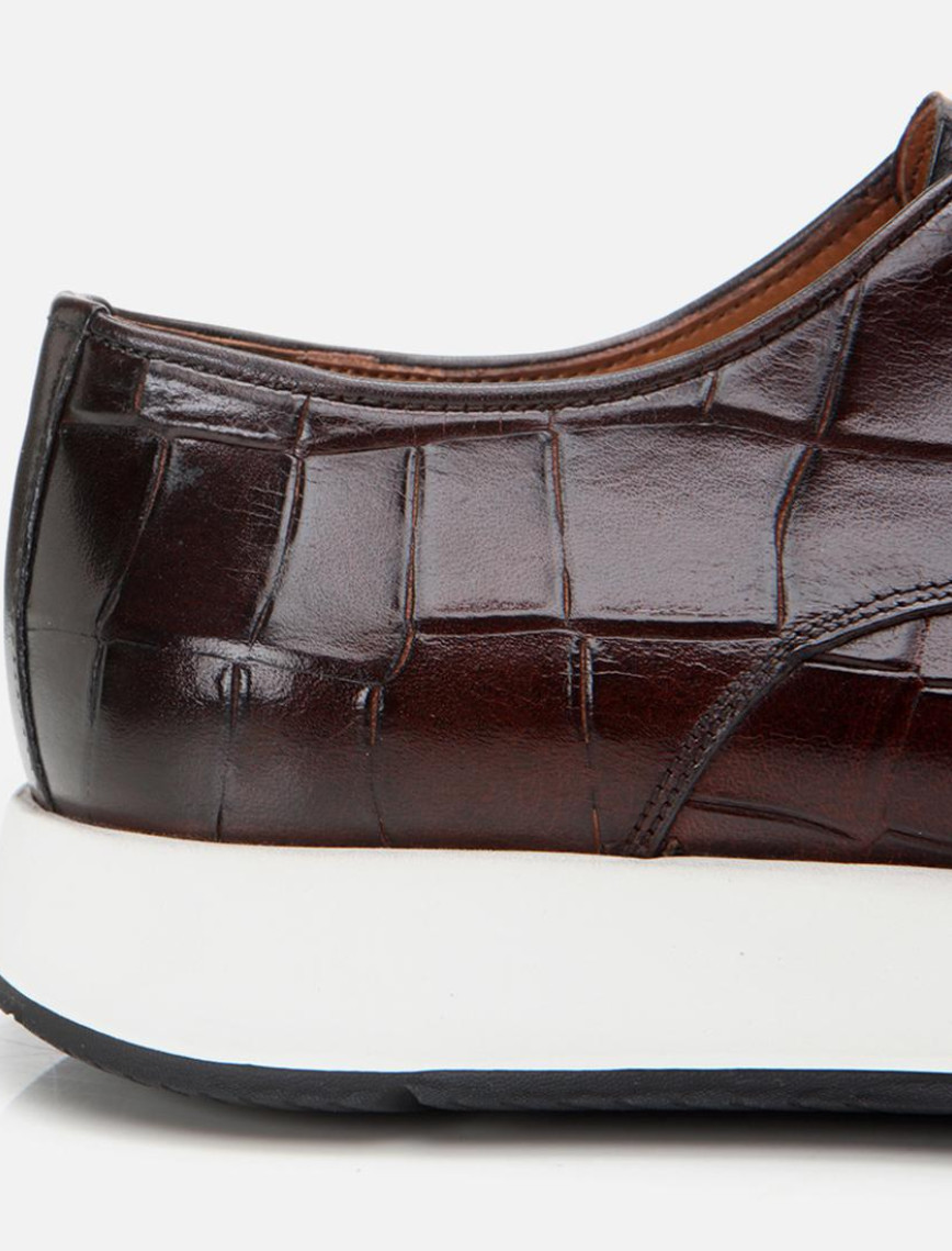 Erkek Deri Kahverengi Kroko Desenli Günlük Ayakkabı Erkek Deri Kahverengi Kroko Desenli Günlük Ayakkabı