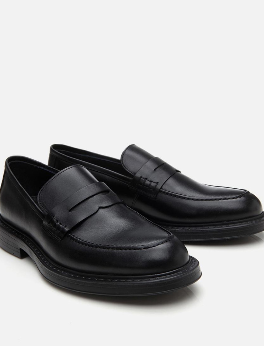 Erkek Deri Siyah Ultra Hafif Tabanlı Klasik Loafer Erkek Deri Siyah Ultra Hafif Tabanlı Klasik Loafer