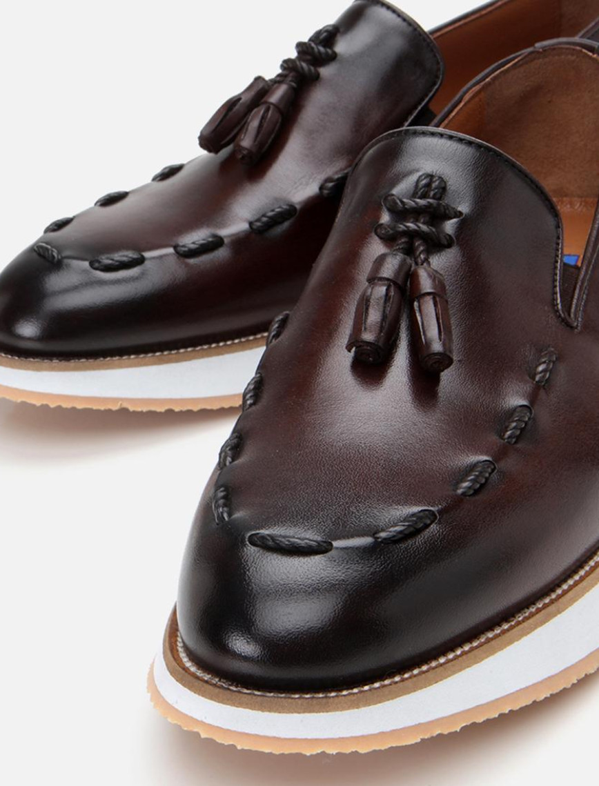 Erkek Deri Kahverengi Püskül Detaylı Klasik Loafer Erkek Deri Kahverengi Püskül Detaylı Klasik Loafer