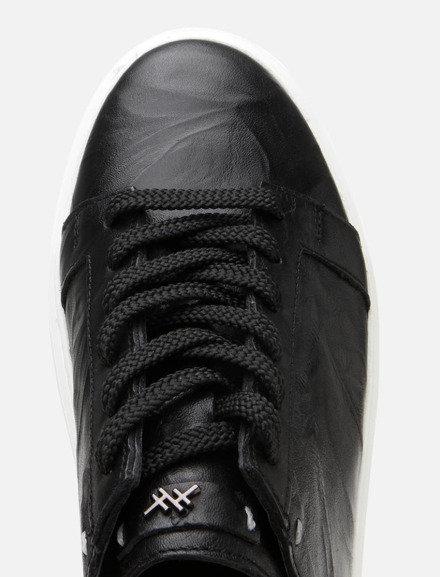 Erkek Deri Siyah Hafif Tabanlı Spor Ayakkabı