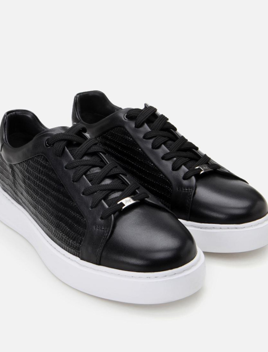 Erkek Deri Siyah Ultra Hafif Tabanlı Spor Ayakkabı Erkek Deri Siyah Ultra Hafif Tabanlı Spor Ayakkabı