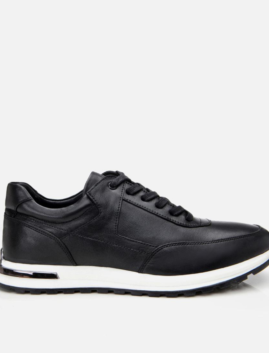 Erkek Deri Siyah Rahat Spor Ayakkabı Erkek Deri Siyah Rahat Spor Ayakkabı