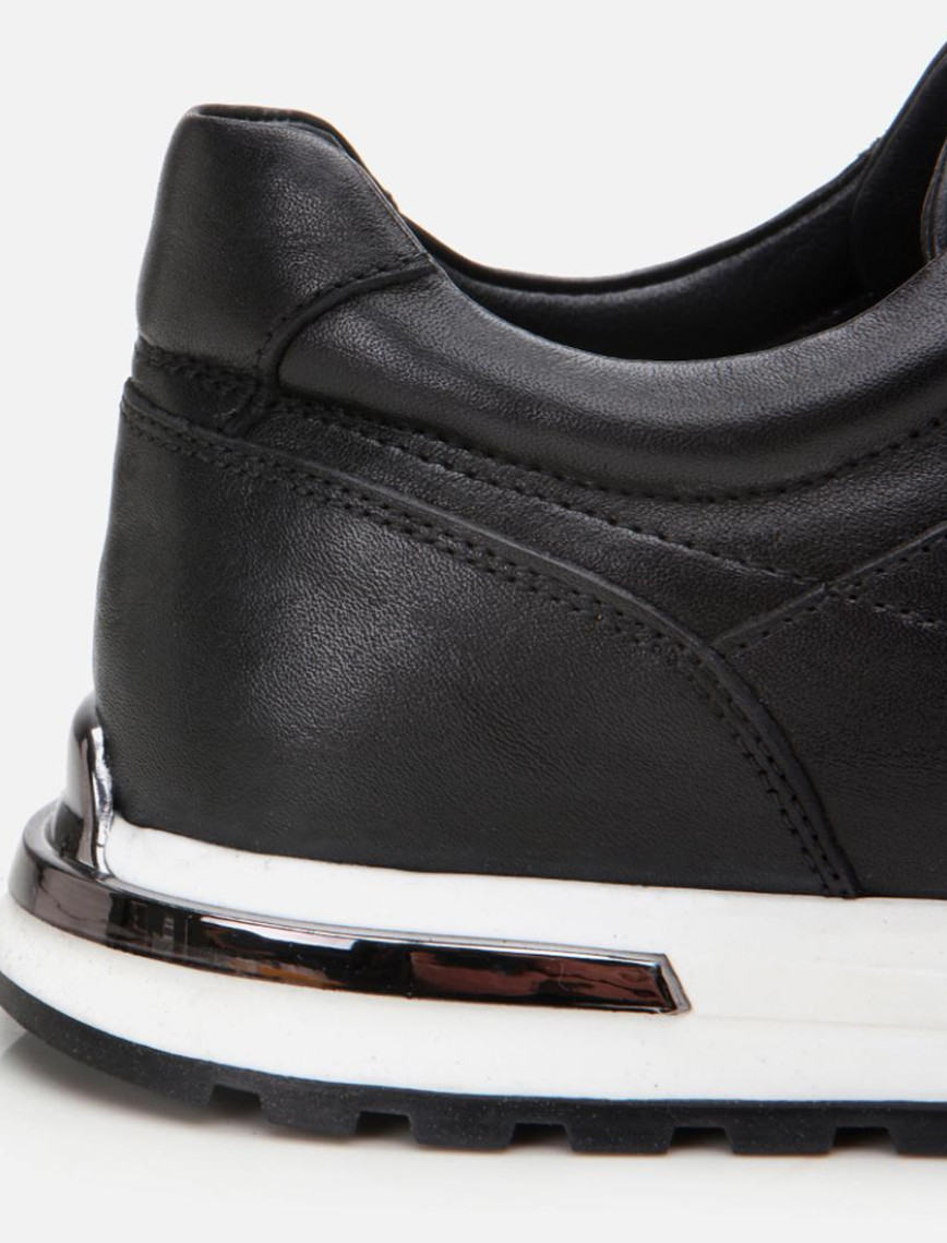 Erkek Deri Siyah Rahat Spor Ayakkabı Erkek Deri Siyah Rahat Spor Ayakkabı