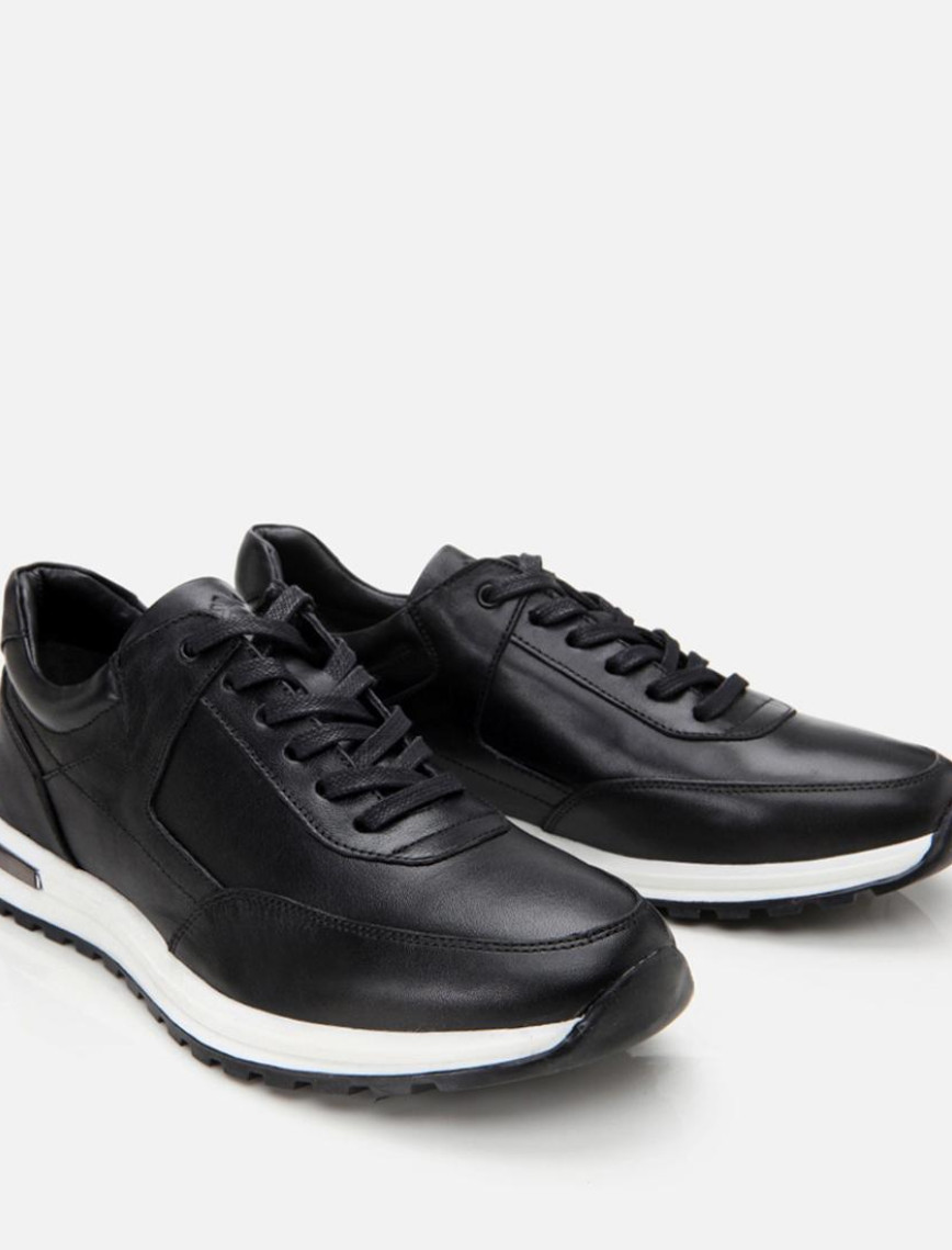 Erkek Deri Siyah Rahat Spor Ayakkabı Erkek Deri Siyah Rahat Spor Ayakkabı