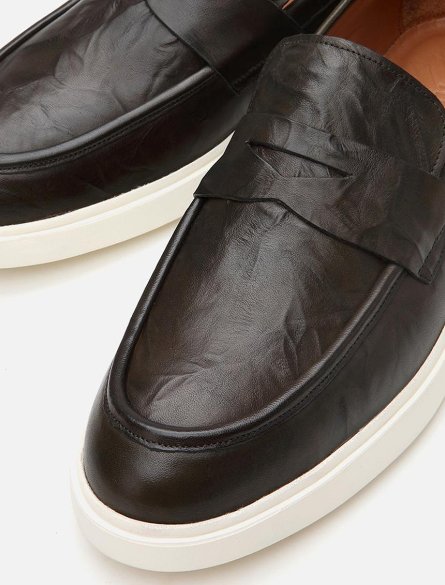 Erkek Deri Haki Ultra Hafif Tabanlı Klasik Loafer Erkek Deri Haki Ultra Hafif Tabanlı Klasik Loafer