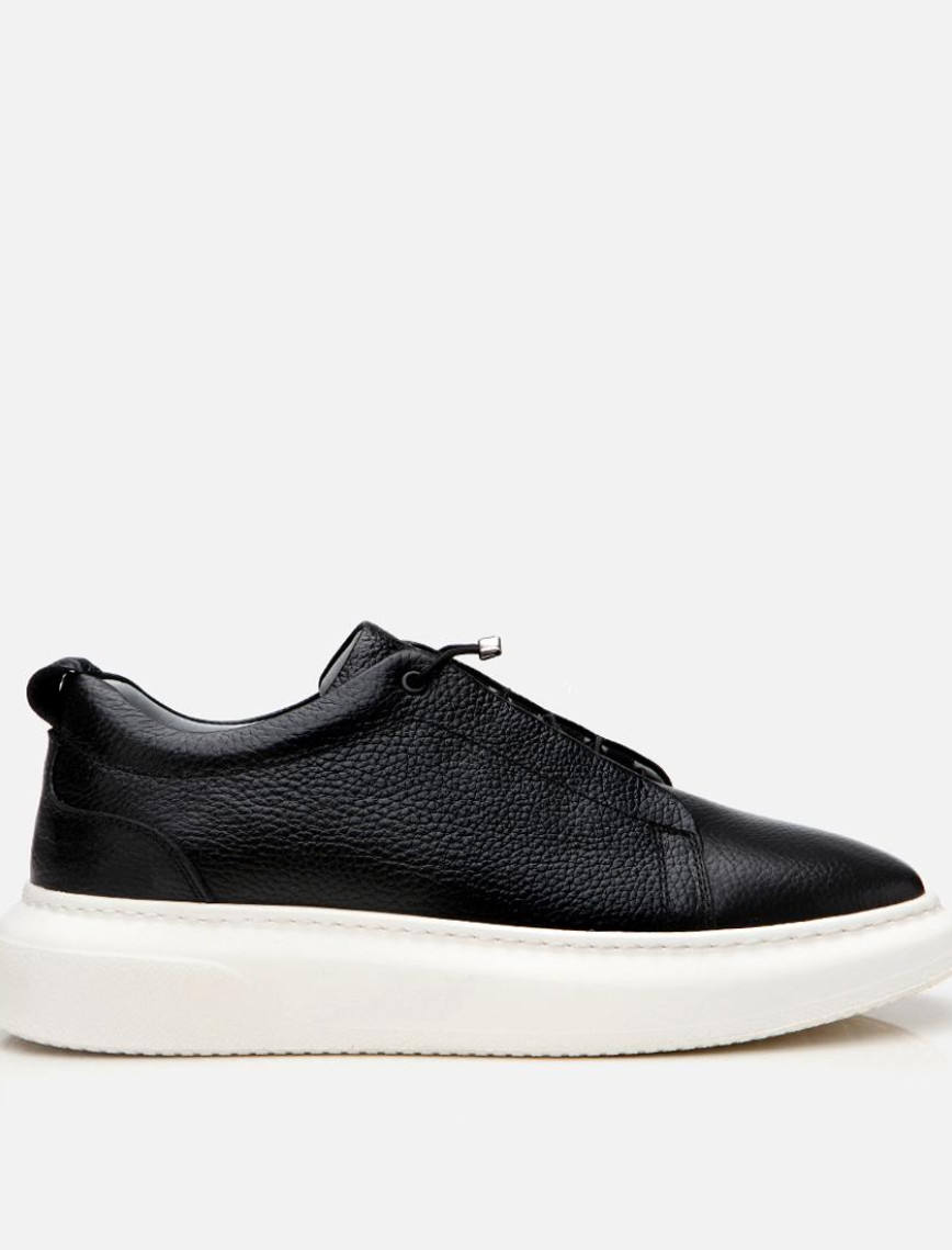 Erkek Deri Siyah Ultra Hafif Tabanlı Spor Ayakkabı Erkek Deri Siyah Ultra Hafif Tabanlı Spor Ayakkabı