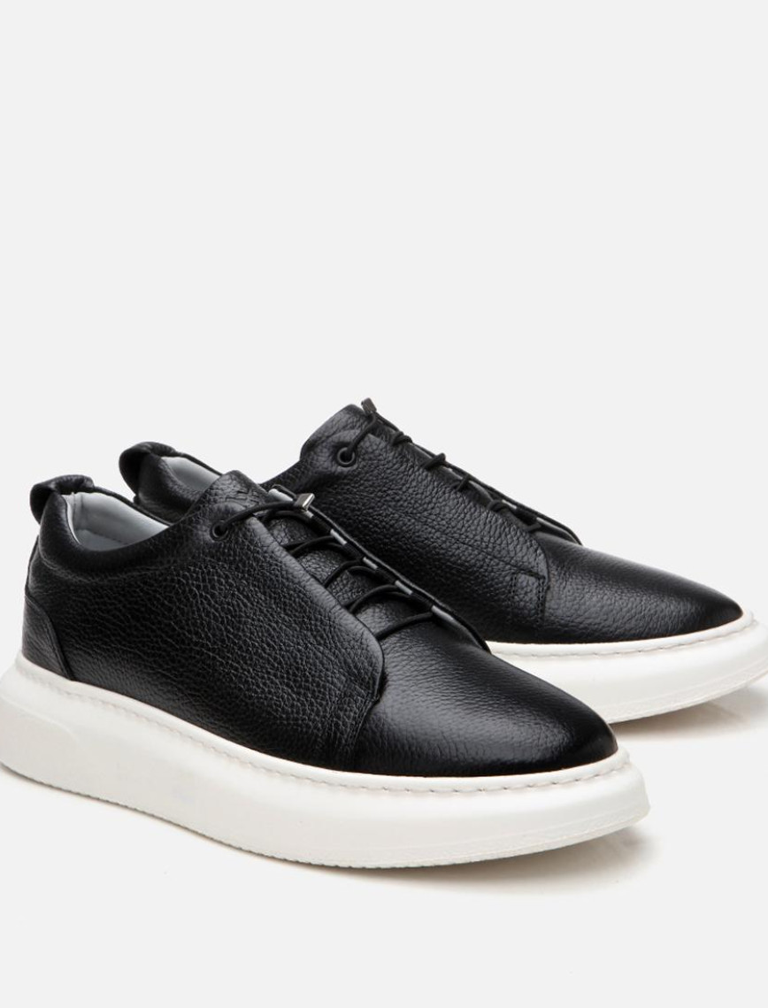 Erkek Deri Siyah Ultra Hafif Tabanlı Spor Ayakkabı Erkek Deri Siyah Ultra Hafif Tabanlı Spor Ayakkabı