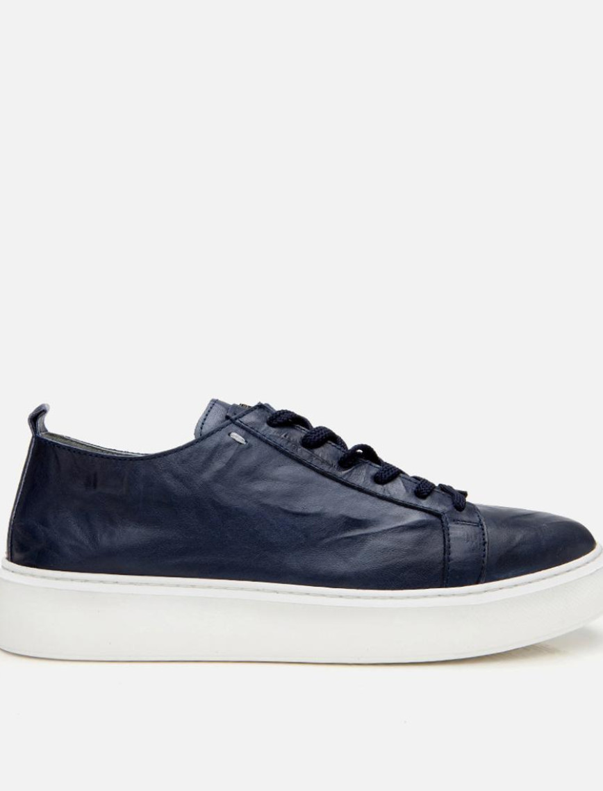 Erkek Deri Lacivert Hafif Tabanlı Spor Ayakkabı Erkek Deri Lacivert Hafif Tabanlı Spor Ayakkabı