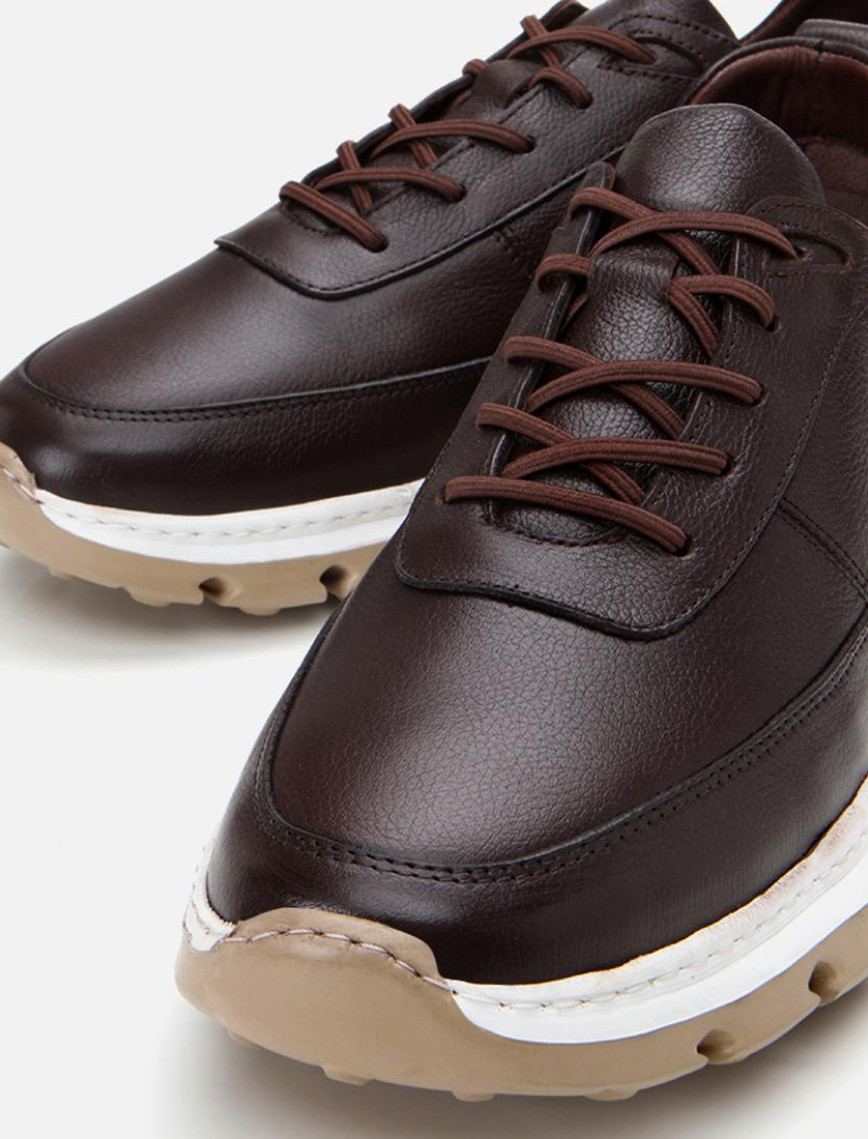 Erkek Deri Kahverengi Ultra Hafif Tabanlı Spor Ayakkabı Erkek Deri Kahverengi Ultra Hafif Tabanlı Spor Ayakkabı