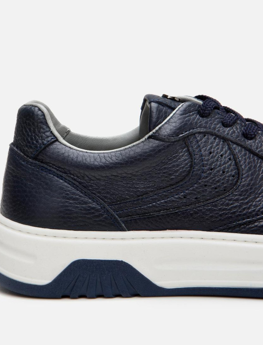 Erkek Deri Lacivert Yüksek Tabanlı Spor Ayakkabı