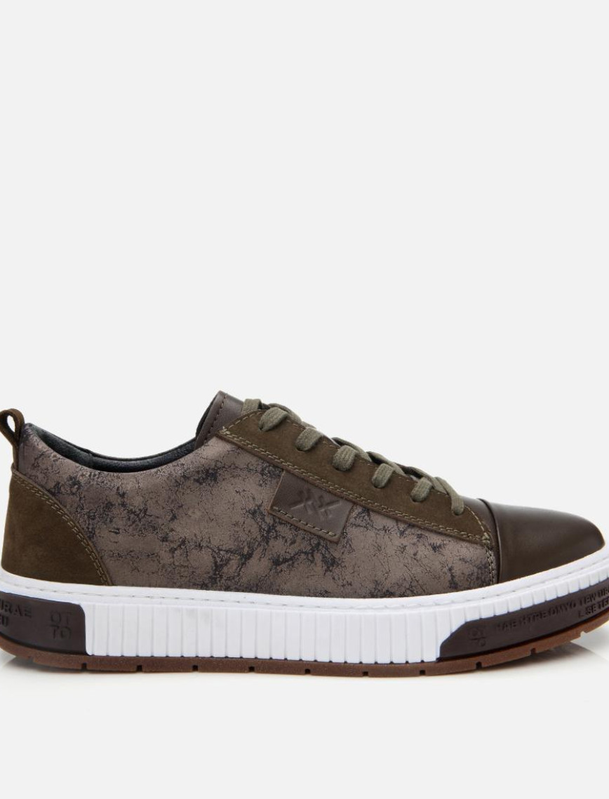 Erkek Deri Gri Baskılı Spor Ayakkabı Erkek Deri Gri Baskılı Spor Ayakkabı