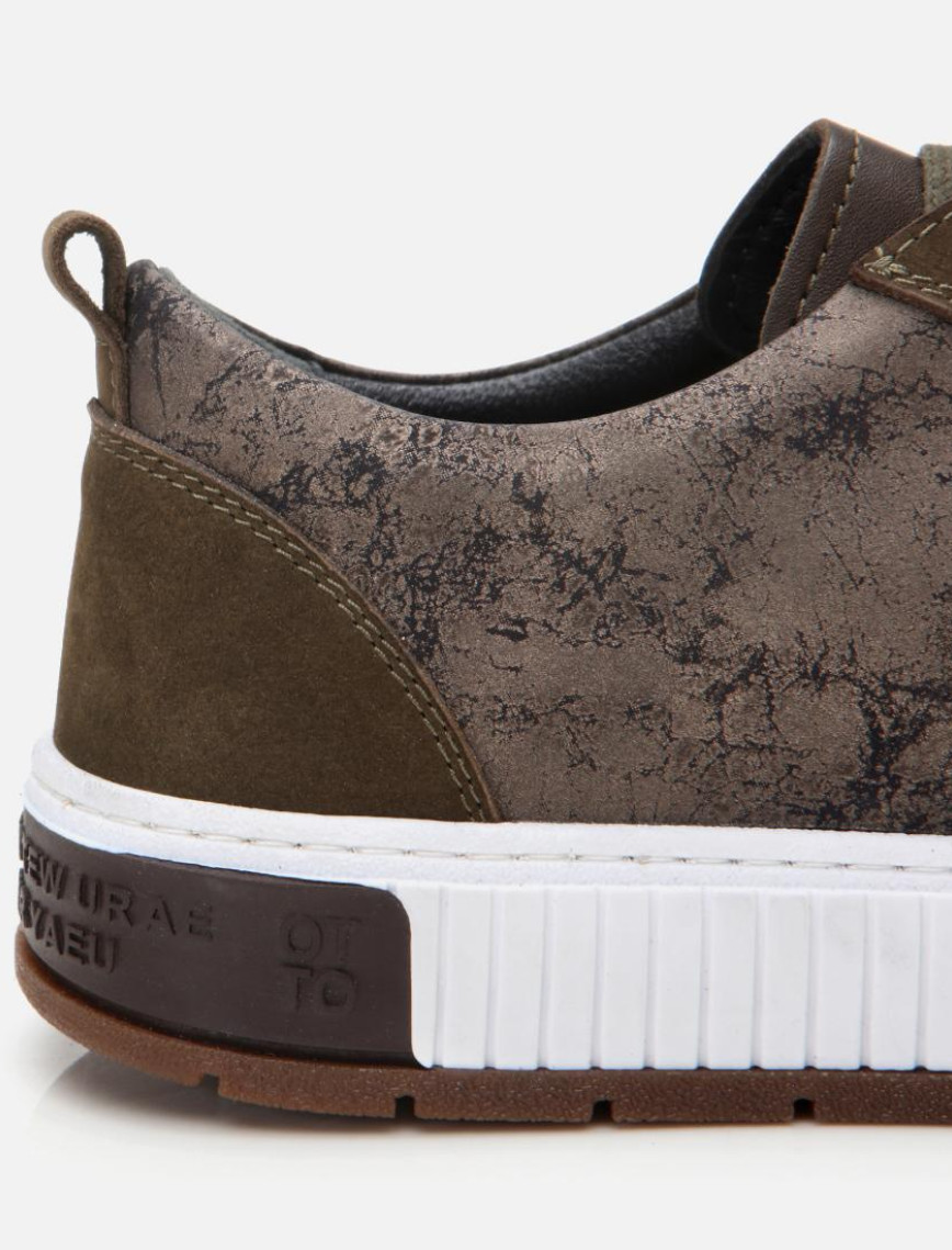 Erkek Deri Haki Baskılı Spor Ayakkabı Erkek Deri Haki Baskılı Spor Ayakkabı