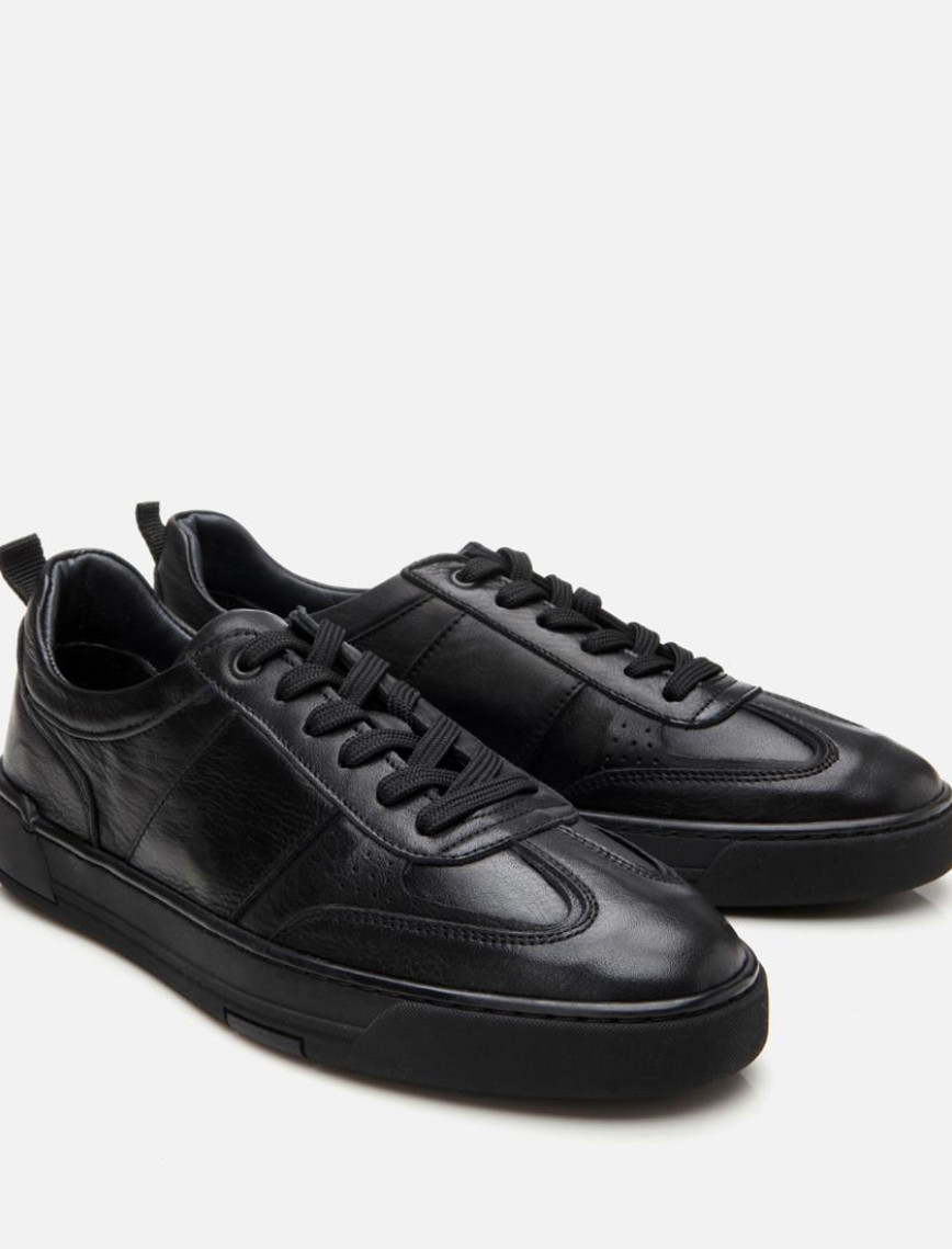 Erkek Deri Siyah Spor Ayakkabı Erkek Deri Siyah Spor Ayakkabı