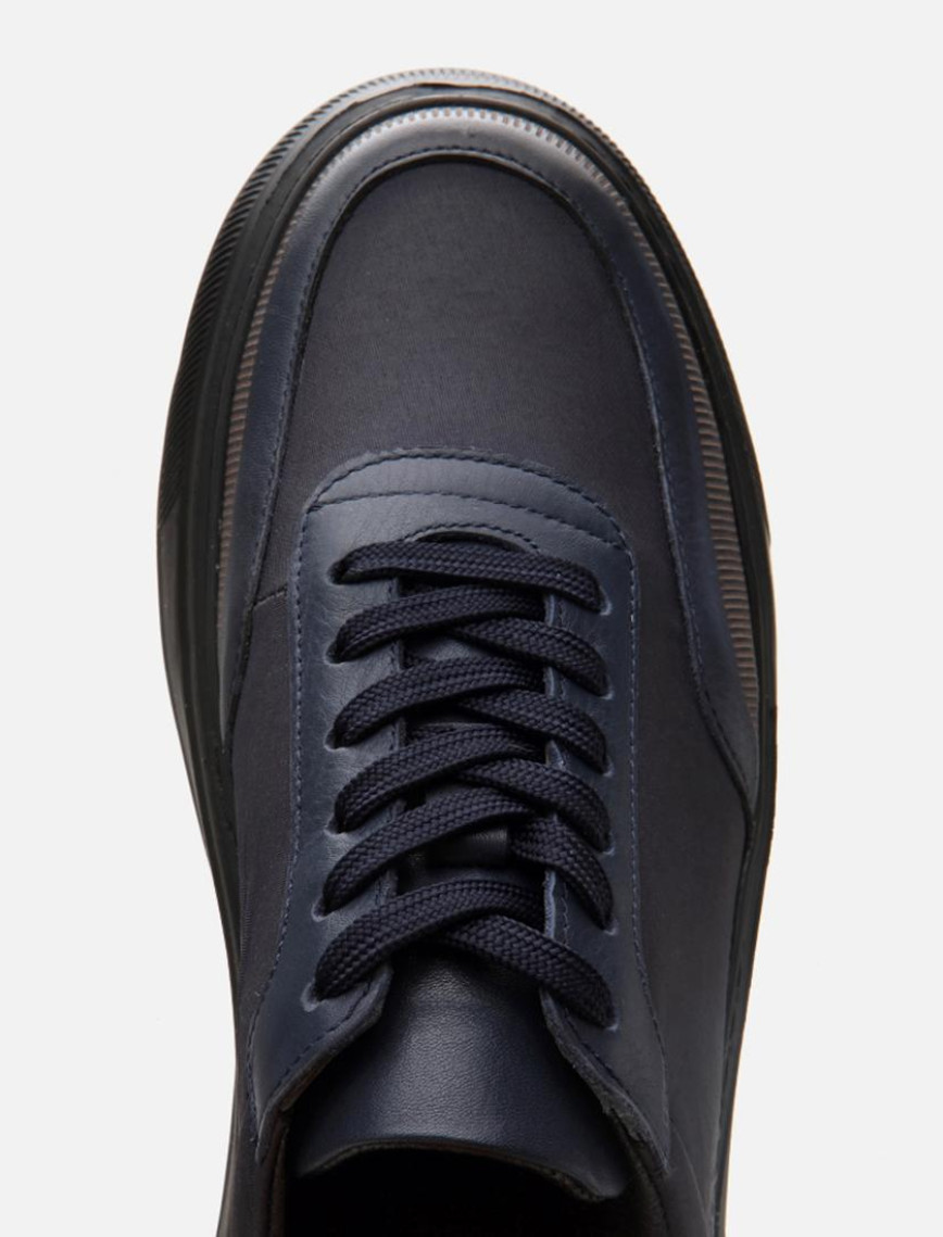 Erkek Deri Lacivert Ultra Hafif Tabanlı Spor Ayakkabı