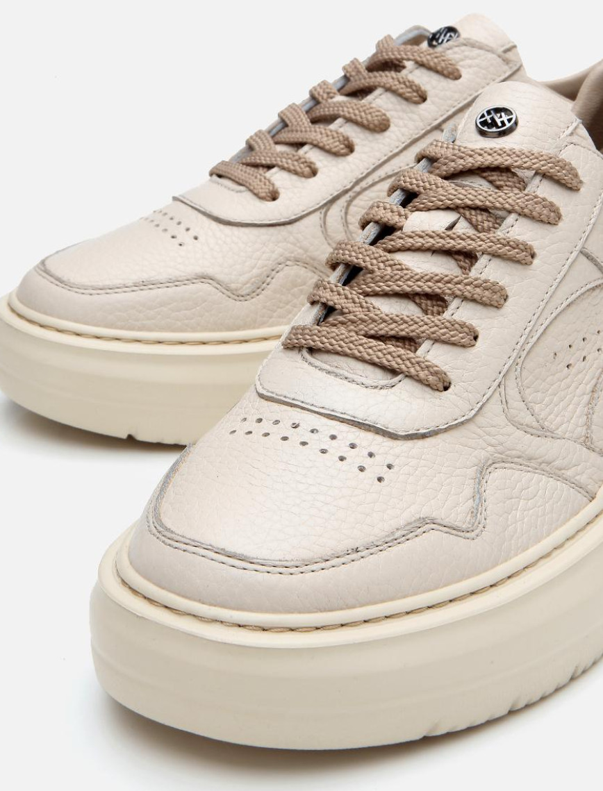 Erkek Deri Bej Yüksek Tabanlı Spor Ayakkabı Erkek Deri Bej Yüksek Tabanlı Spor Ayakkabı