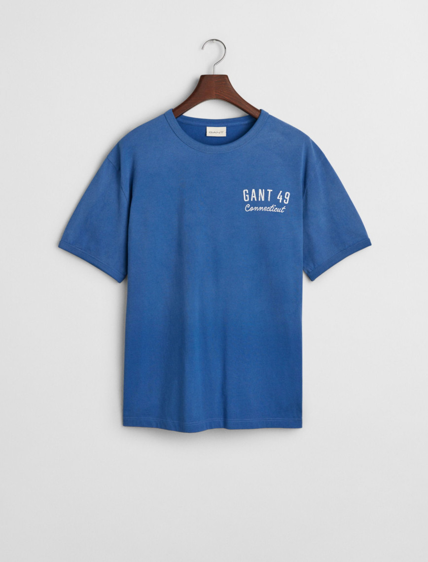 GANT Erkek Mavi Relaxed Fit Bisiklet Yaka Logolu T-Shirt GANT Erkek Mavi Relaxed Fit Bisiklet Yaka Logolu T-Shirt