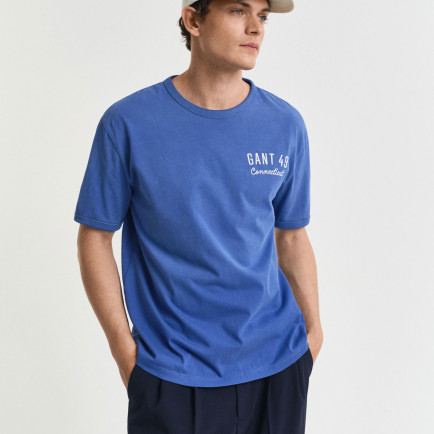 GANT Erkek Mavi Relaxed Fit Bisiklet Yaka Logolu T-Shirt GANT Erkek Mavi Relaxed Fit Bisiklet Yaka Logolu T-Shirt