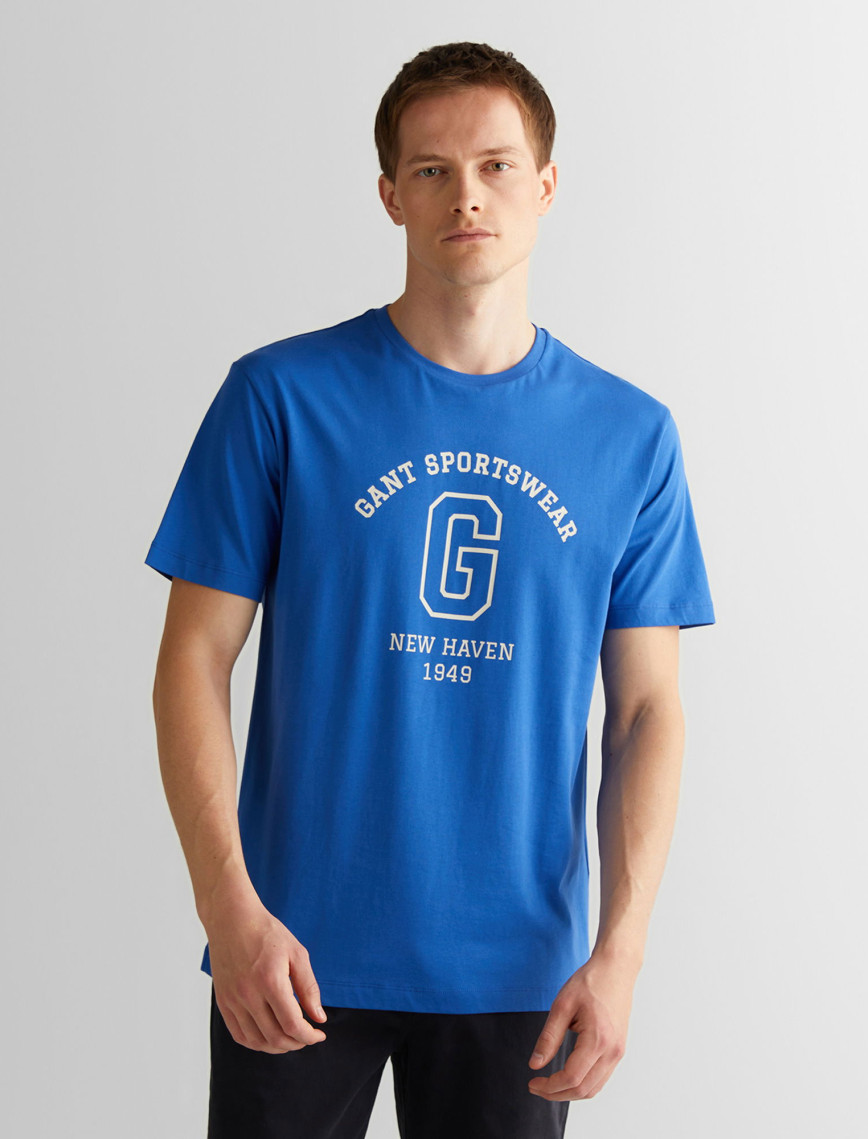 GANT Erkek Krem Regular Fit Bisiklet Yaka Logolu T-Shirt GANT Erkek Krem Regular Fit Bisiklet Yaka Logolu T-Shirt