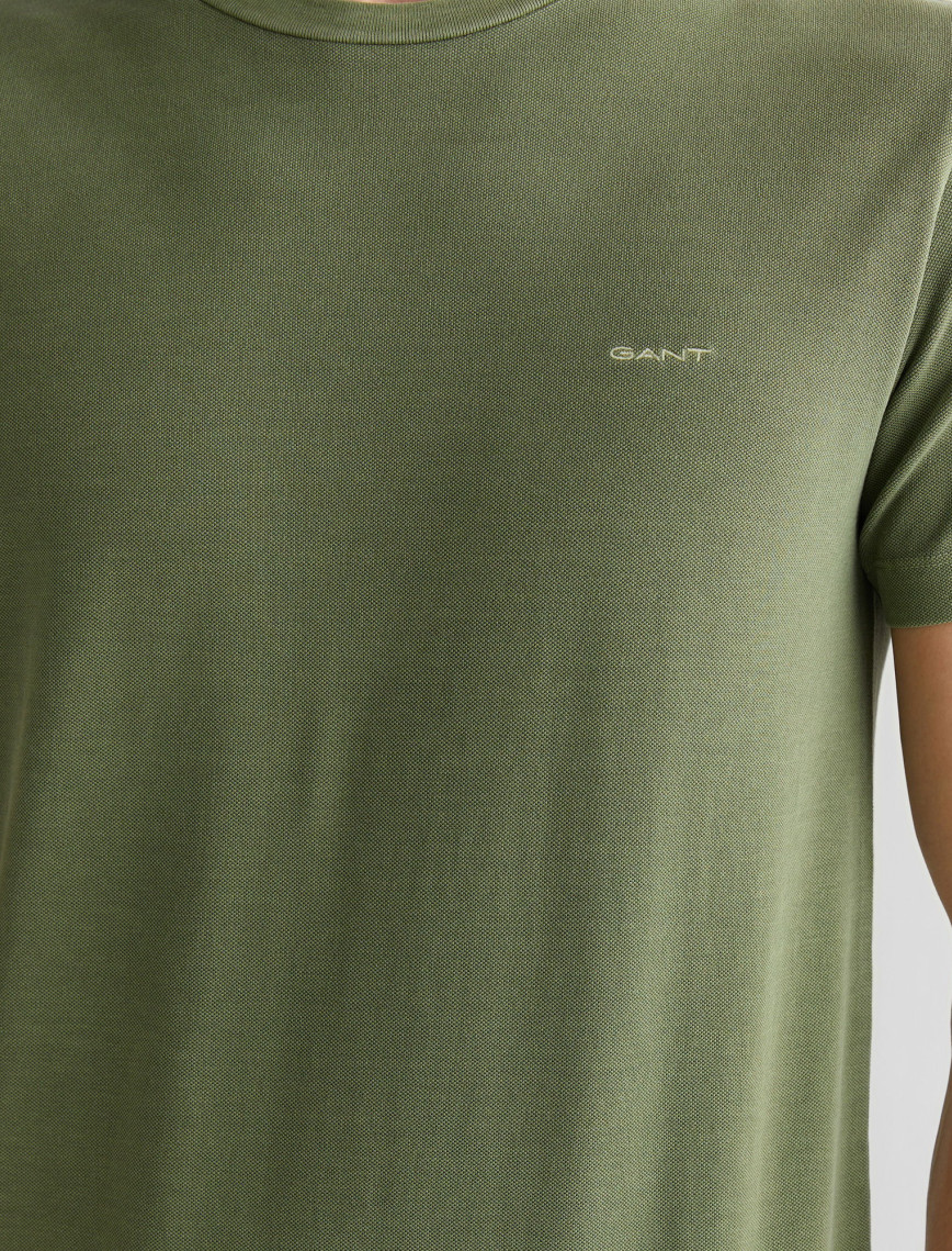 GANT Erkek Yeşil Slim Fit Bisiklet Yaka T-Shirt