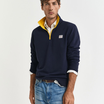 GANT Erkek Lacivert Regular Fit Yarım Fermuarlı Logolu Sweatshirt GANT Erkek Lacivert Regular Fit Yarım Fermuarlı Logolu Sweatshirt