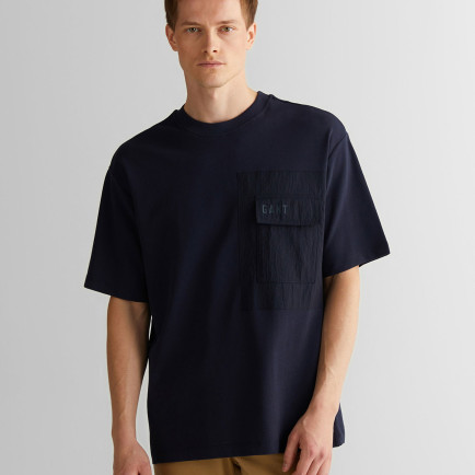 GANT Erkek Lacivert Relaxed Fit Bisiklet Yaka Logolu T-Shirt GANT Erkek Lacivert Relaxed Fit Bisiklet Yaka Logolu T-Shirt