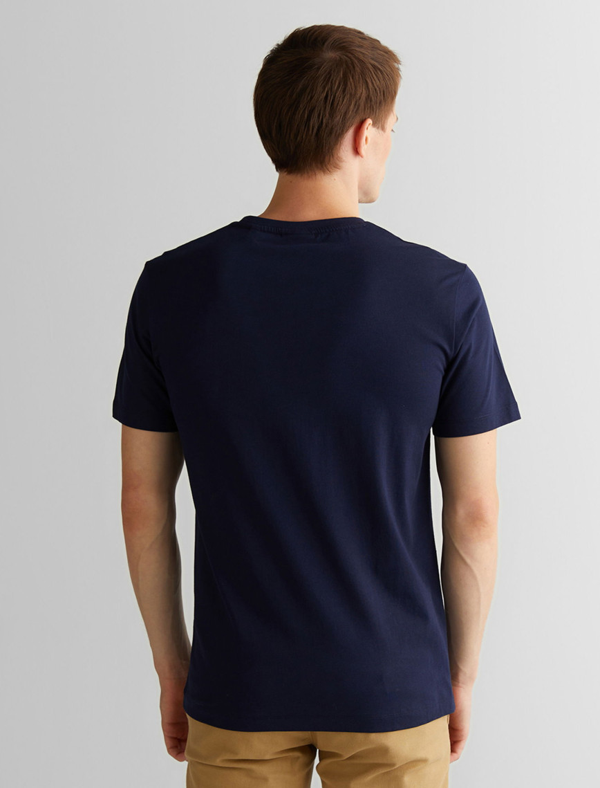GANT Erkek Lacivert Regular Fit Bisiklet Yaka Logolu T-Shirt GANT Erkek Lacivert Regular Fit Bisiklet Yaka Logolu T-Shirt