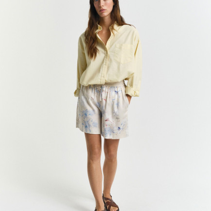 GANT Kadın Krem Relaxed Fit Desenli Şort