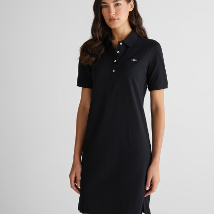 GANT Kadın Siyah Regular Fit Polo Yaka Elbise