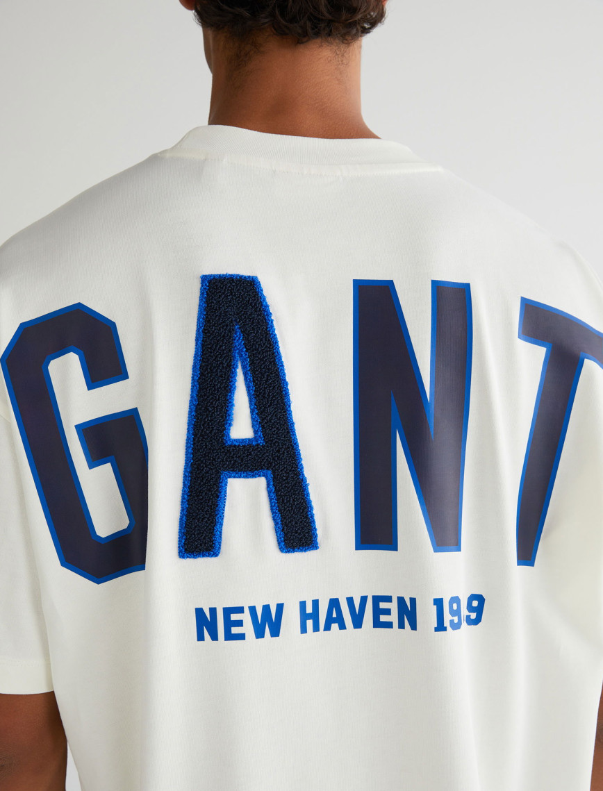 GANT Erkek Krem Relaxed Fit Bisiklet Yaka Logolu T-Shirt GANT Erkek Krem Relaxed Fit Bisiklet Yaka Logolu T-Shirt