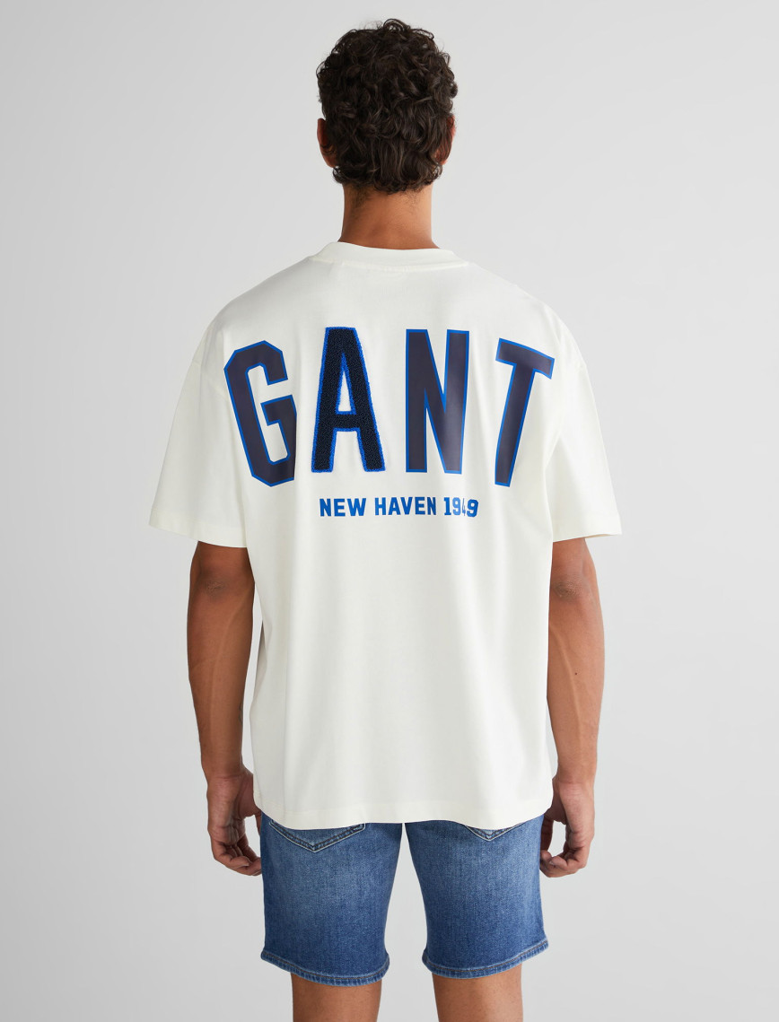 GANT Erkek Krem Relaxed Fit Bisiklet Yaka Logolu T-Shirt GANT Erkek Krem Relaxed Fit Bisiklet Yaka Logolu T-Shirt