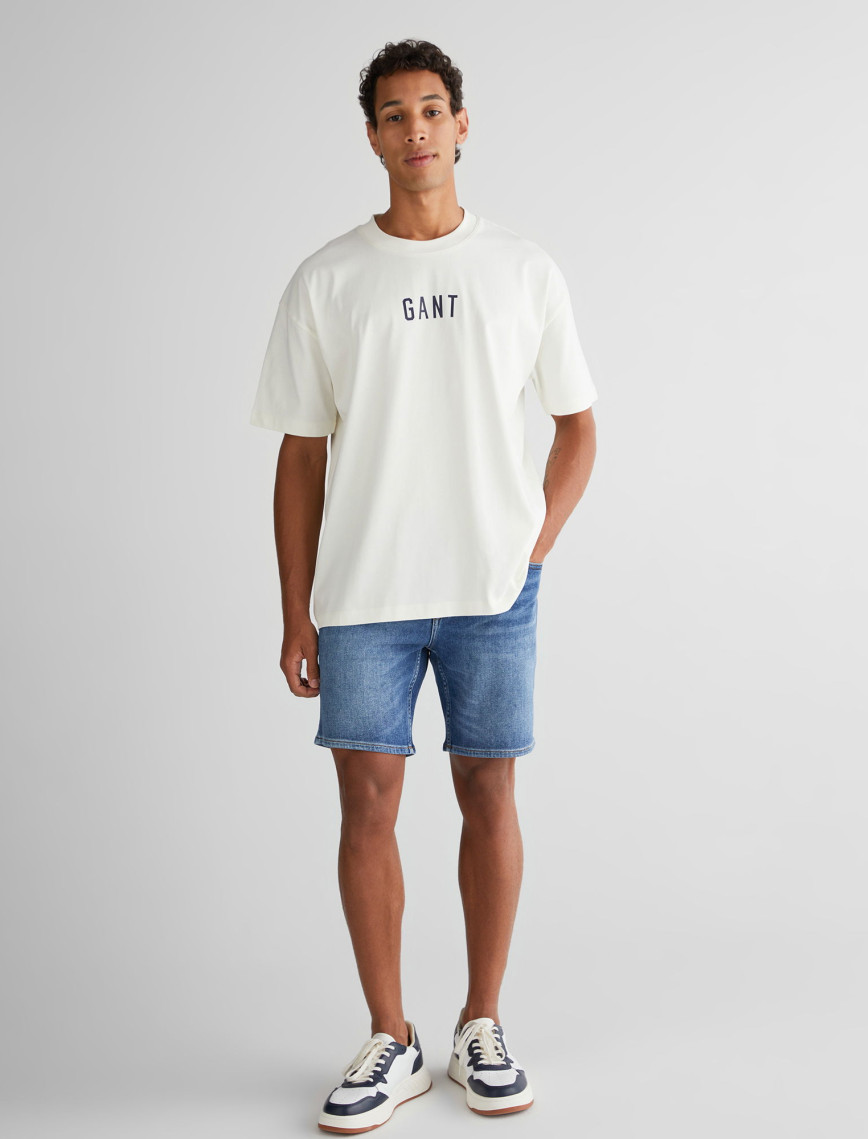 GANT Erkek Krem Relaxed Fit Bisiklet Yaka Logolu T-Shirt GANT Erkek Krem Relaxed Fit Bisiklet Yaka Logolu T-Shirt