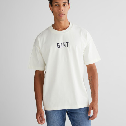 GANT Erkek Krem Relaxed Fit Bisiklet Yaka Logolu T-Shirt GANT Erkek Krem Relaxed Fit Bisiklet Yaka Logolu T-Shirt