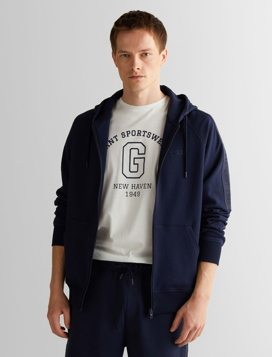 GANT Erkek Lacivert Regular Fit Kapüşonlu Sweatshirt