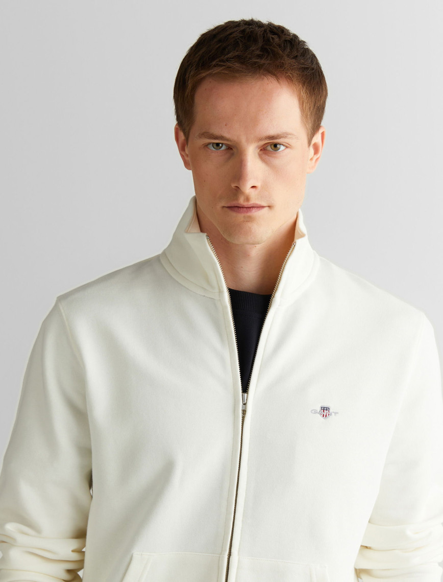GANT Erkek Beyaz Regular Fit Fermuarlı Sweatshirt GANT Erkek Beyaz Regular Fit Fermuarlı Sweatshirt