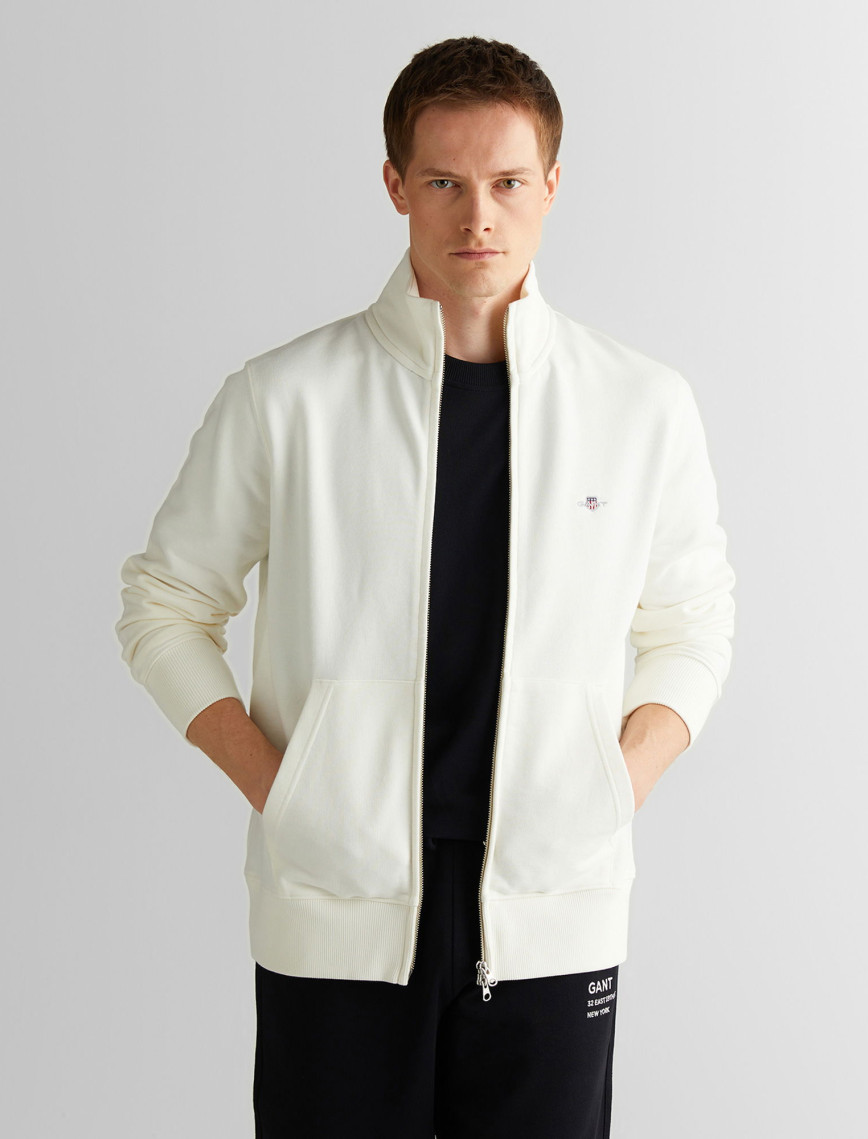 GANT Erkek Beyaz Regular Fit Fermuarlı Sweatshirt GANT Erkek Beyaz Regular Fit Fermuarlı Sweatshirt