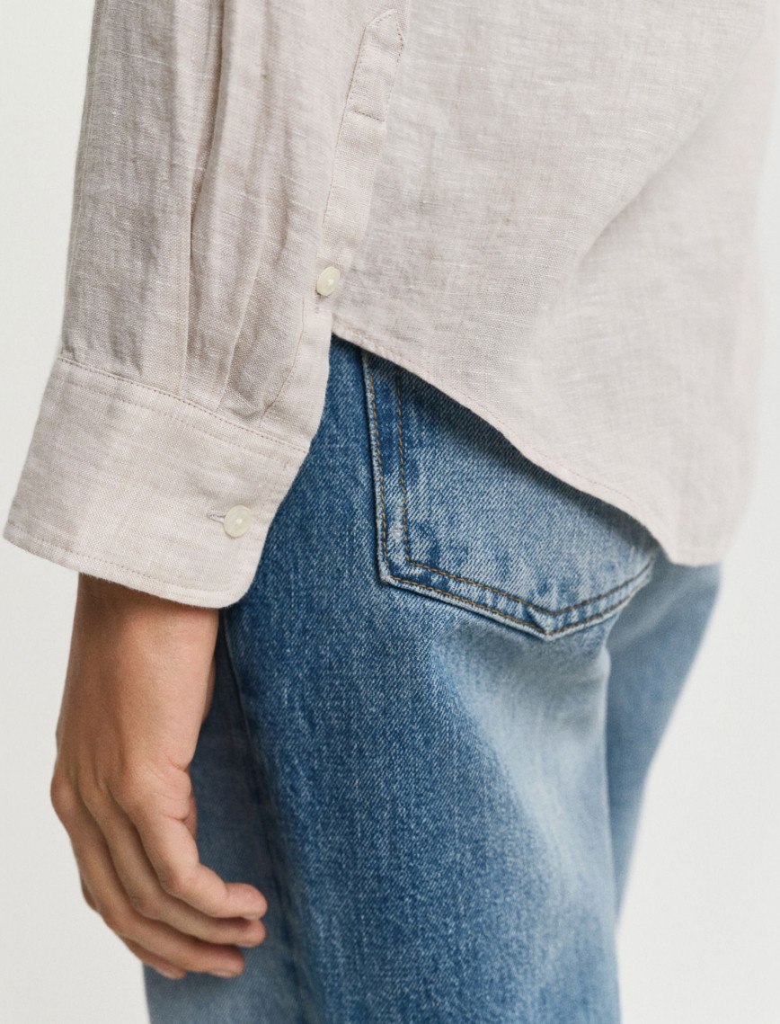 GANT Kadın Bej Regular Fit Klasik Yaka Gömlek GANT Kadın Bej Regular Fit Klasik Yaka Gömlek