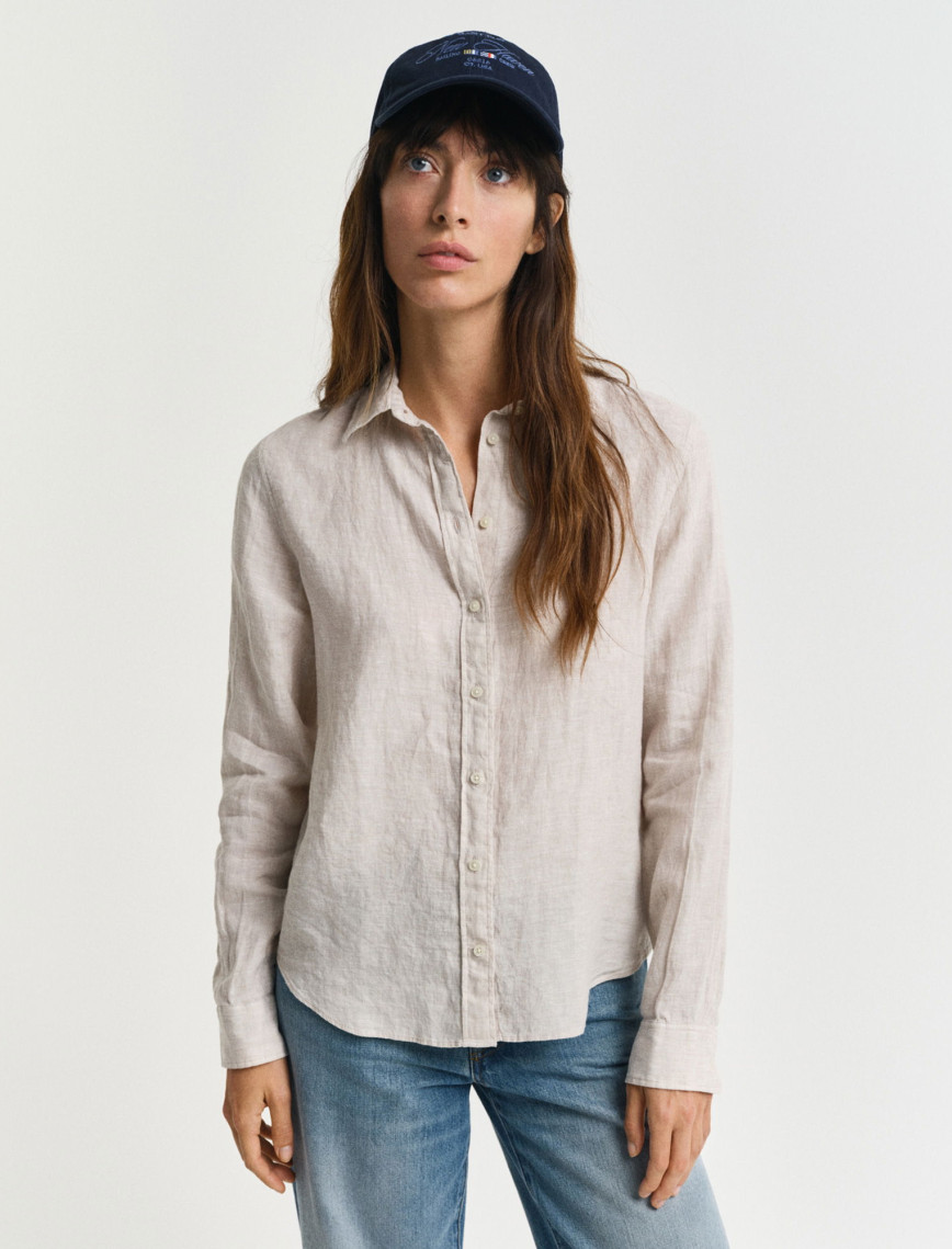 GANT Kadın Bej Regular Fit Klasik Yaka Gömlek GANT Kadın Bej Regular Fit Klasik Yaka Gömlek