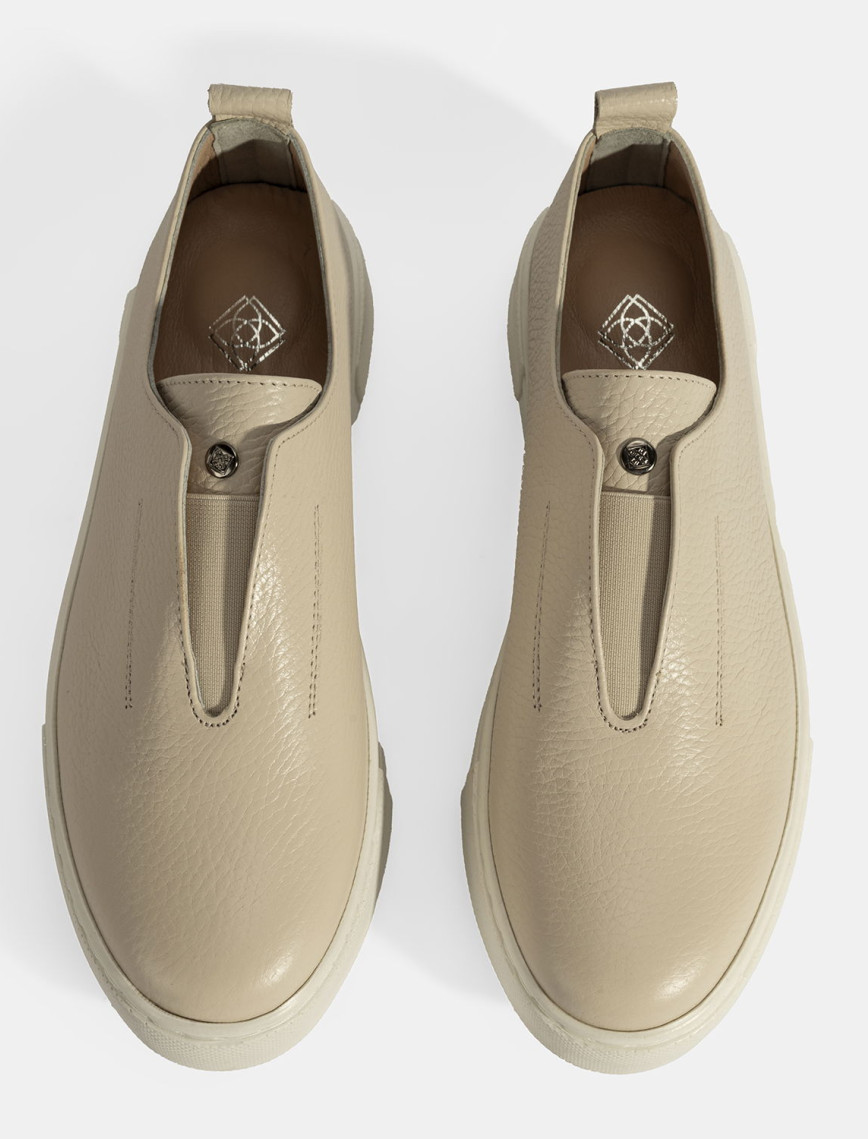 Kadın Bej Günlük Deri Ayakkabı Kadın Bej Günlük Deri Ayakkabı