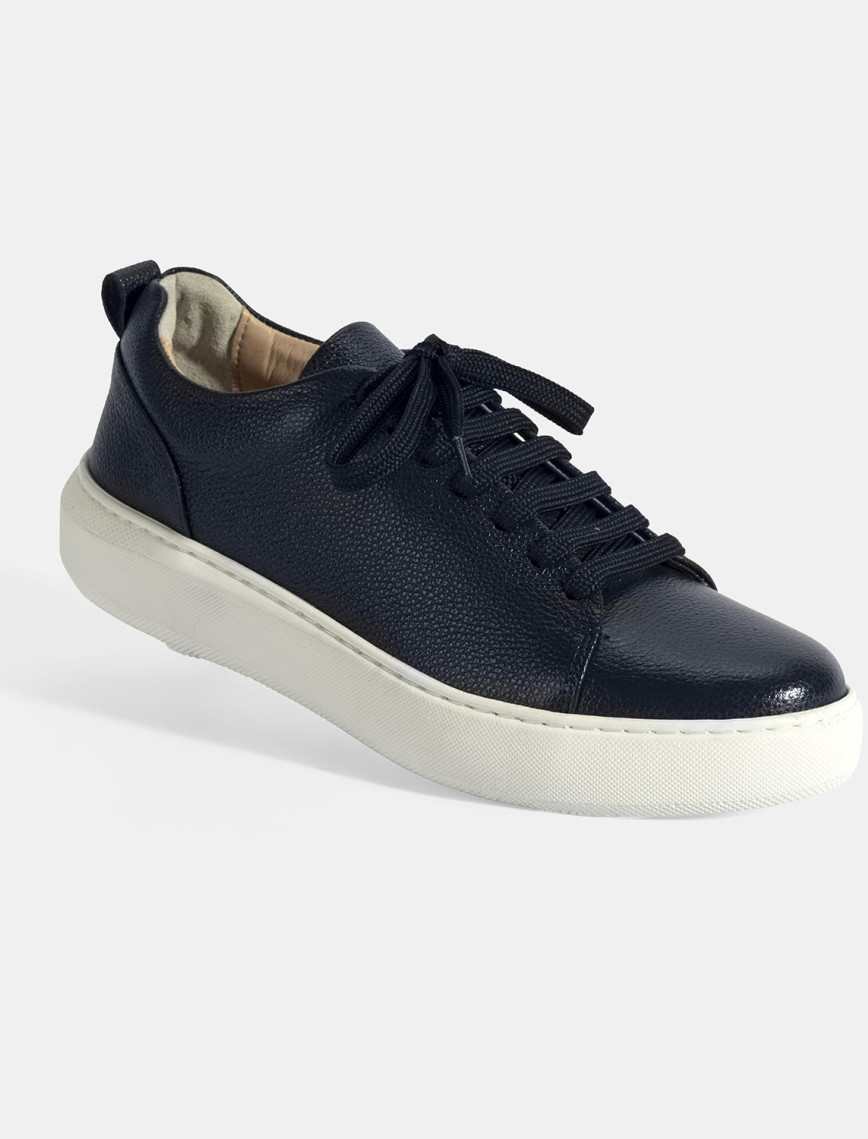 Kadın Lacivert Bağcıklı Deri Günlük Ayakkabı Kadın Lacivert Bağcıklı Deri Günlük Ayakkabı