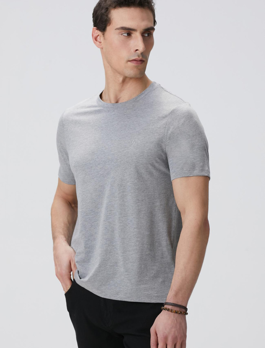 Network Erkek Gri Melanj Basic T-shirt Network Erkek Gri Melanj Basic T-shirt