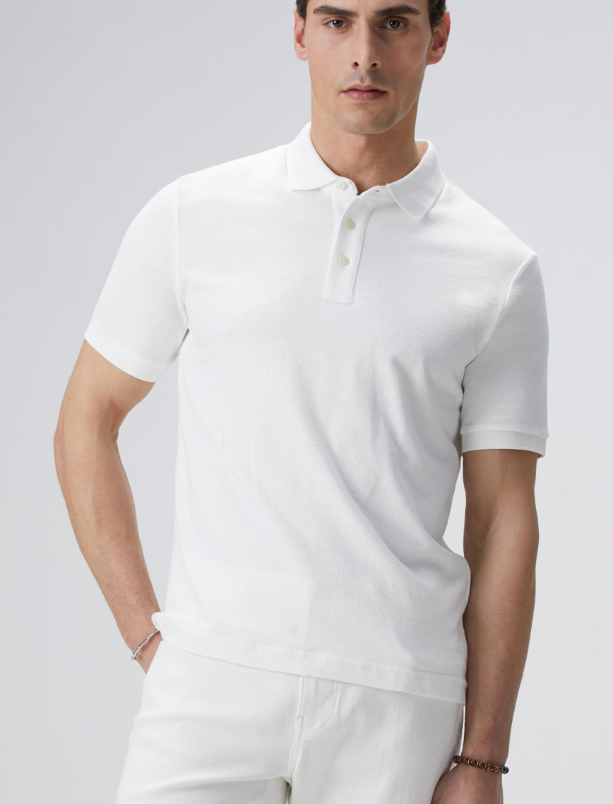 Network Erkek Kırık Beyaz Polo Yaka T-shirt Network Erkek Kırık Beyaz Polo Yaka T-shirt