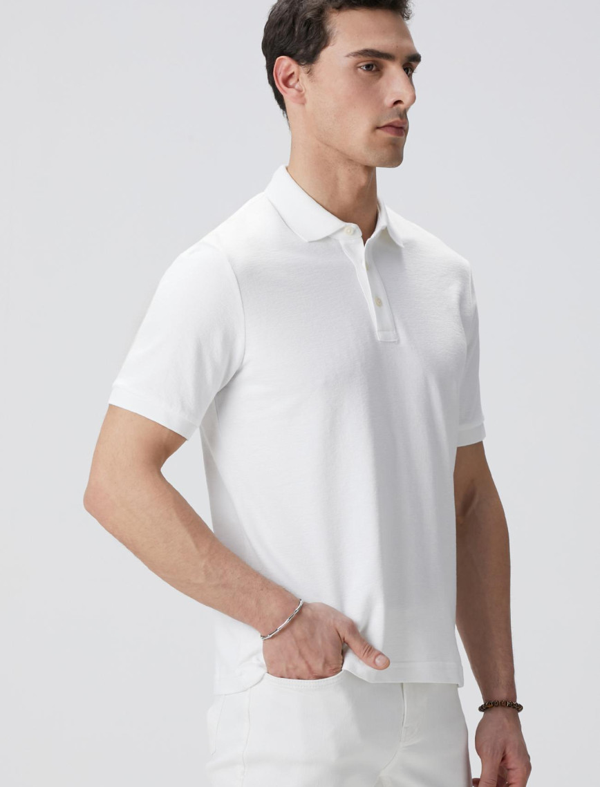 Network Erkek Kırık Beyaz Polo Yaka T-shirt Network Erkek Kırık Beyaz Polo Yaka T-shirt