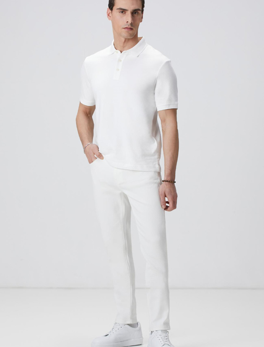 Network Erkek Kırık Beyaz Polo Yaka T-shirt Network Erkek Kırık Beyaz Polo Yaka T-shirt